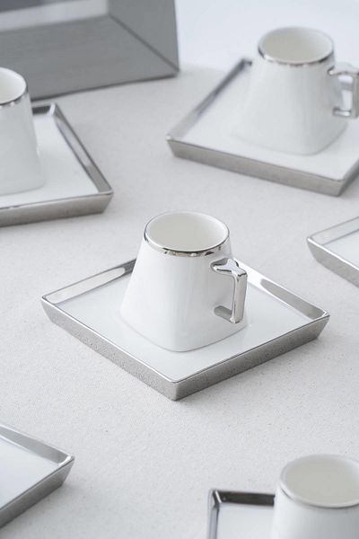 ACAR Nova 6-Person Porcelain Coffee Cup Set - 90 ml