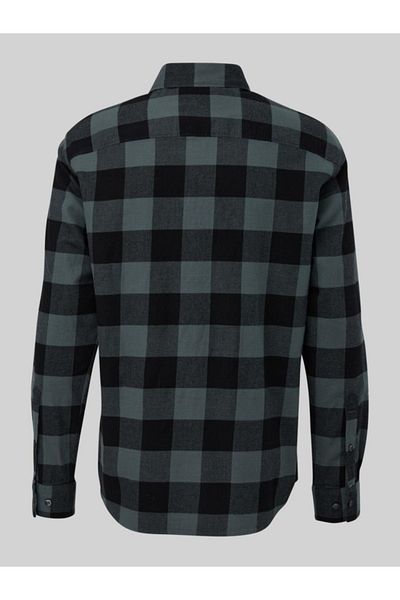 s.Oliver Long sleeve shirt, big size men, plaid print and Regular fit cut, s.Oliver Big Sizes, Dark green