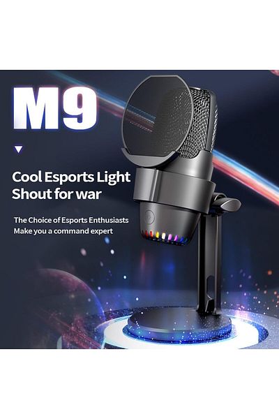 fulina Condenser Microphone, USB Computer Gaming Mic Plug & Play, RGB Light, Pop Filter, for/PC/PS4/ PS5