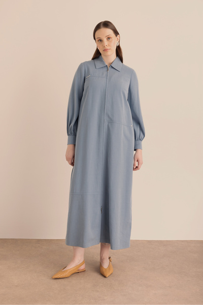 Aker Önden Fermuarlı Cotton Ferace