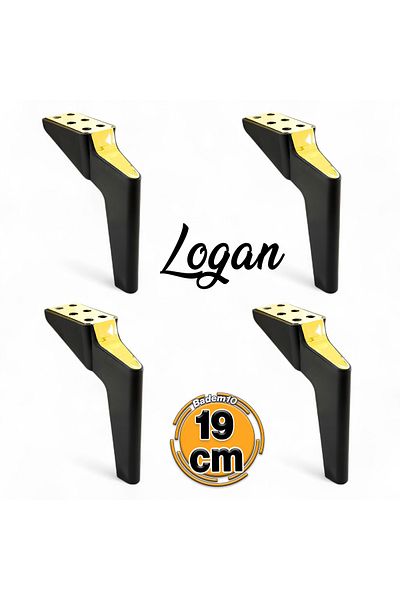 Badem10 Logan 19 Cm Negru Aur 4 Buc Set Mobilier Tv Unitate Consolă Fotoliu Canapea Suport Picior Picioare M8