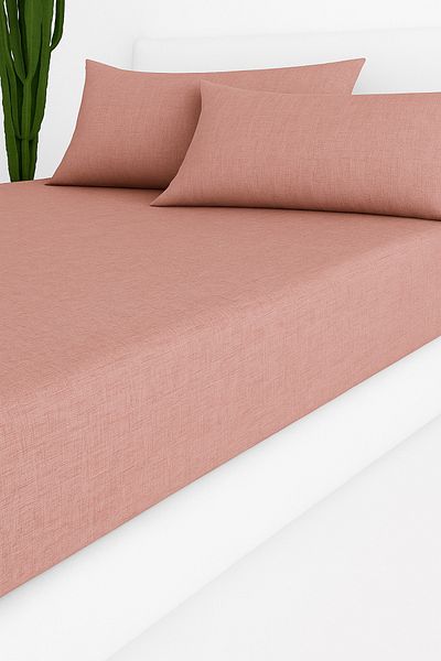 Home طقم ملاءات قطن رانفورس مزدوج - مطاط، طقم غطاء وسادة 180*200/50*70