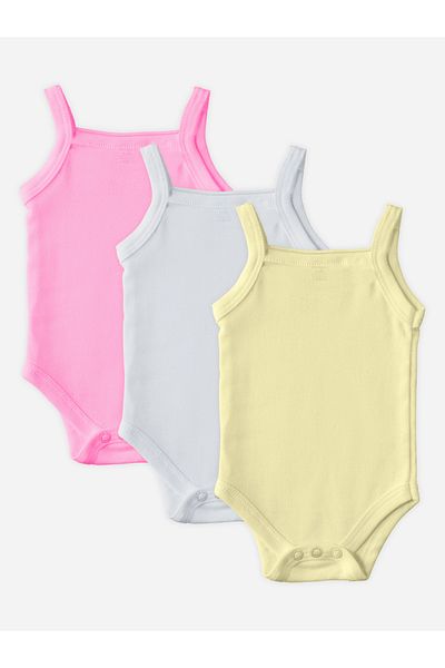 Babies Basic By Styli مجموعة من 3 قطع - بدلة جسم بدون أكمام من القطن الممشط