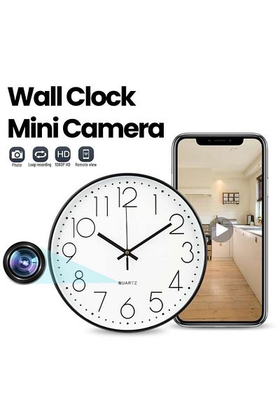 iUni Μίνι ρολόι τοίχου με κάμερα W31, Wi-Fi, 32GB, Full HD, Ζωντανή προβολή σε τηλέφωνο
