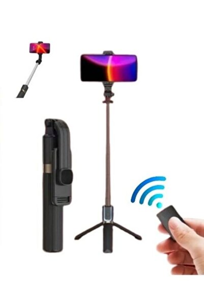 eyl techno uzunluk ayarlı tripodlu uzaktan kumandalı tüm telefonlarla uyumlu bluetooth selfie çubuğu