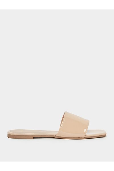 Styli Leather Look Open Toe Flat Sandals