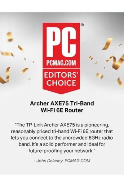 TP-LINK TP-Link AXE5400 Tri-Band Wi-Fi 6E Router (Archer AXE75)- Gigabit Wireless Internet Router, Black