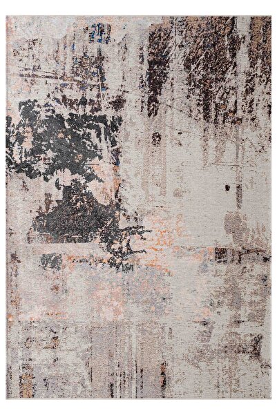 Serente Home Modern Patterned Washable Non-Slip Base Chenille Cream Brown Living Room Carpet 4158