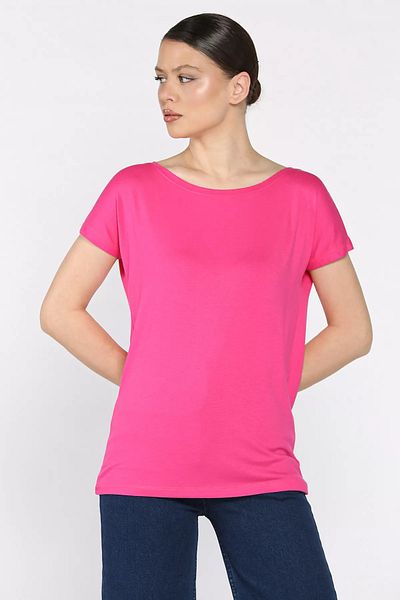 GÜLSELİ Tricou de damă fucsia cu gât crew