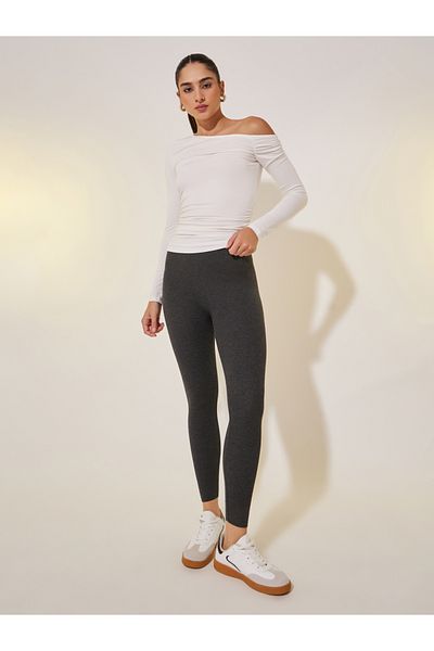 Styli Solid Elasticated Waistband Basic Leggings