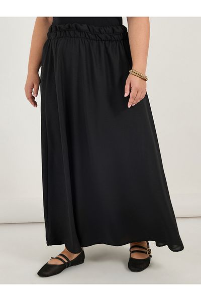 Styli Plus Size Solid Elasticated Waistband A-Line Maxi Skirt