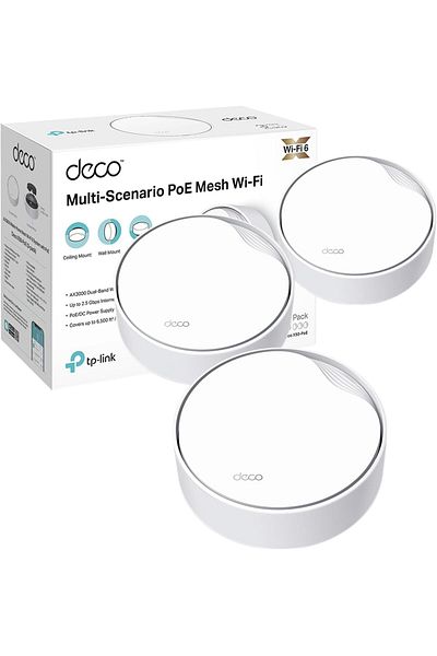 TP-LINK Deco X50-PoE AX3000 Whole Home Mesh Wi-Fi 6 System with PoE, Dual-Band, AI-Driven Mesh