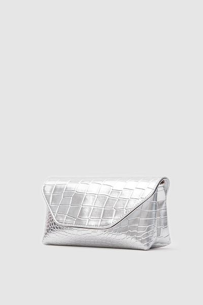 KARAN ÇANTA Gigi Silver Clutch and Crossbody Bag
