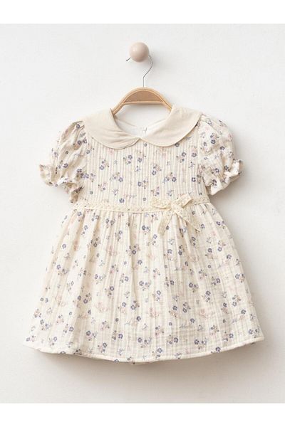ALPİDS Baby Girl Zippered Flowery Muslin Dress