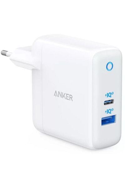Anker PowerPort PD+ 2, USB-C, USB-A, 35W, Alb-Gri