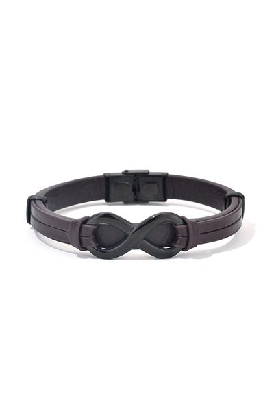 Toro Nero Brățară bărbătească din piele naturală maro Infinity mare