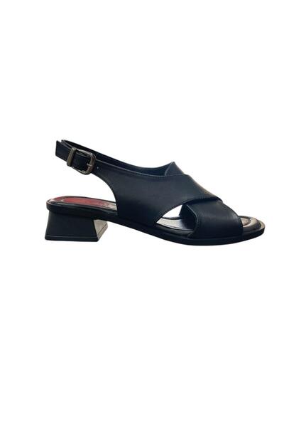 ENZO EXCLUSİVE حذاء طبيعي صيفي بكعب سميك من الجلد الطبيعي