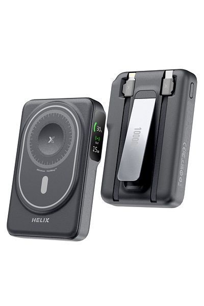 Helix HeliMag-10 MagSafe Power Bank 5 in 1 10000 mAh With Built-in Cables - Black