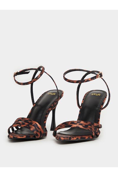 Styli Leopard Print Ankle Strap Heel Sandals