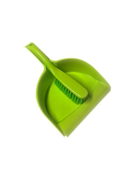 OEM Broom set with dustpan, plastic, 4.5 cm bristles, green