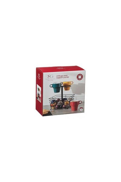 Secret de Gourmet Set de 4 căni Isabel, ceramică, suport metalic, 260 ml
