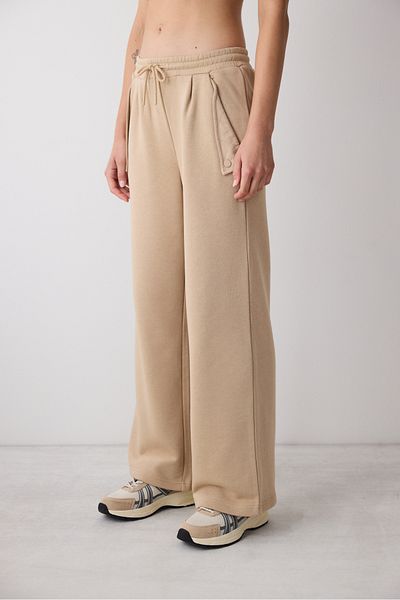 Penti Beige Paola-Hose mit hoher Taille und weitem Bein – Saude-Kollektion