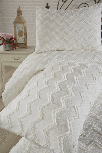 Çeyiz Diyarı Çeyiz Diyarı Lumpa 3 Parça Çift Kişilik Pike Takımı Krem