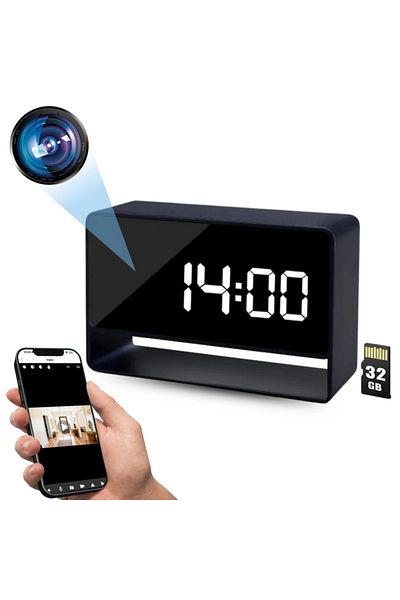 iUni Mini Desk Clock Camera Ip27 Mini, 32gb, Full Hd, 150°, Live View On Phone