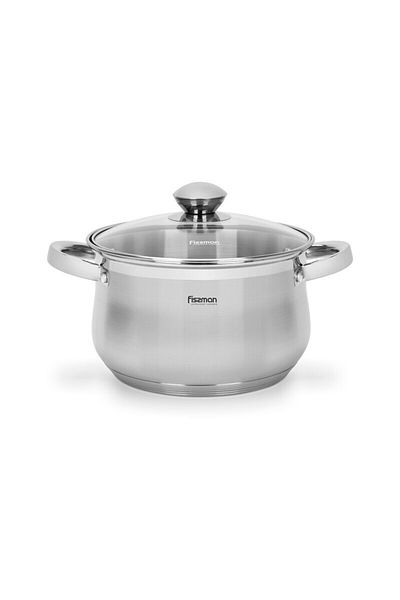 Fissman Stockpot Felina 20cm/3.9LTR With Glass Lid Stainless Steel