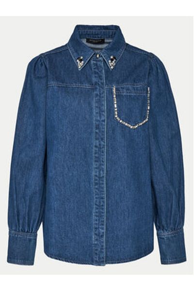 Bruuns Bazaar Cămașă din denim pentru femei BBW4231 albastră