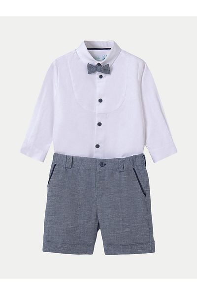 Abel & Lula Set cămașă și pantaloni scurți din material abel lula pentru băieți 5250 Bleumarin
