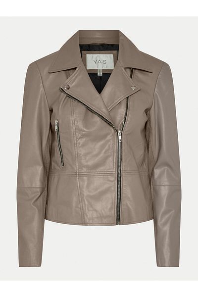 YAS Women Leather Jacket 26018510 Gray
