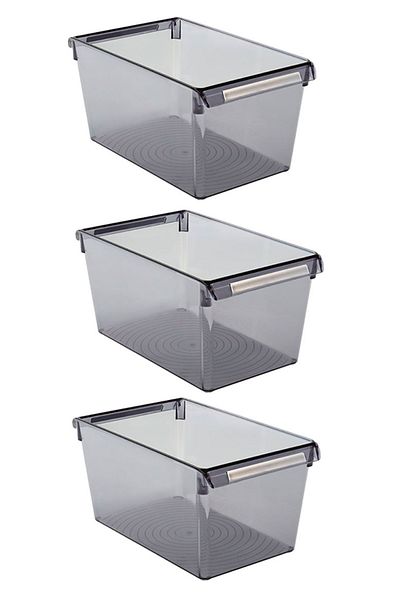 Prima Nova Refrigerator Organizer - 310*180*150 mm Transparent Black Set of 3