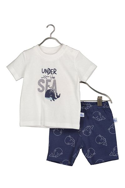 Blue Seven Unisex Child Set T-shirt and shorts 422181 X White, Navy blue