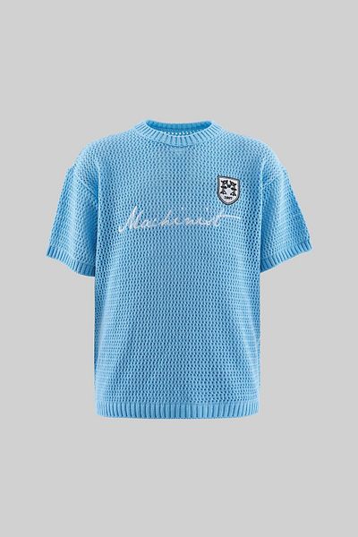 Machinist Mchnst Knit Badge Detailed Tee Baby Blue