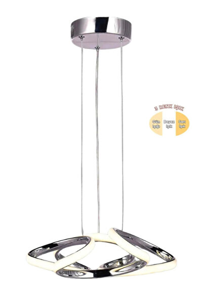 B&F STORE NEW STYLE Çiçek Tekli Krom 3 Renk Ledli Sarkıt Avize