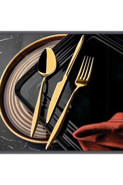 ÖZLİFE Ela 60 Piece Cutlery Set Gold