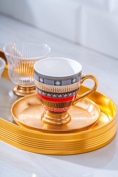 ACAR Frenze 2-Person Coffee Cup Set with Glass Tray - 90 ml