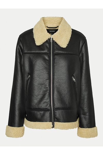 Vero Moda vero moda Jachetă din piele ecologică pentru femei 10310165 Negru