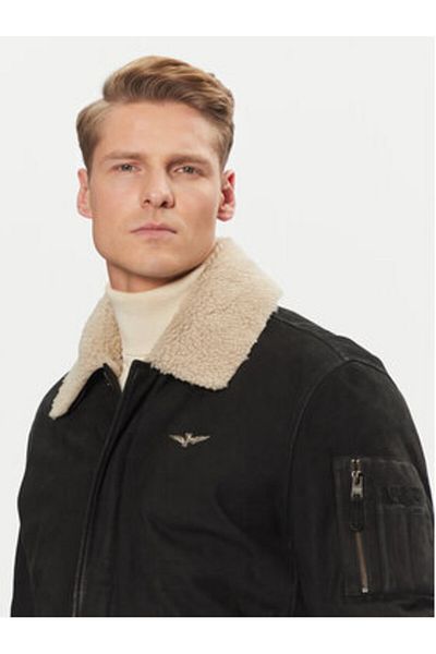 Aeronautica Militare Jachetă din piele ecologică pentru bărbați 242PN948PL248 Negru