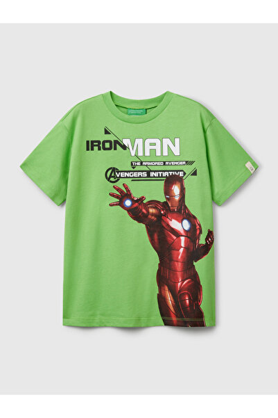 Benetton تيشيرت Marvel - للأولاد من عمر 6 إلى 14 عامًا، Green Ranga Field