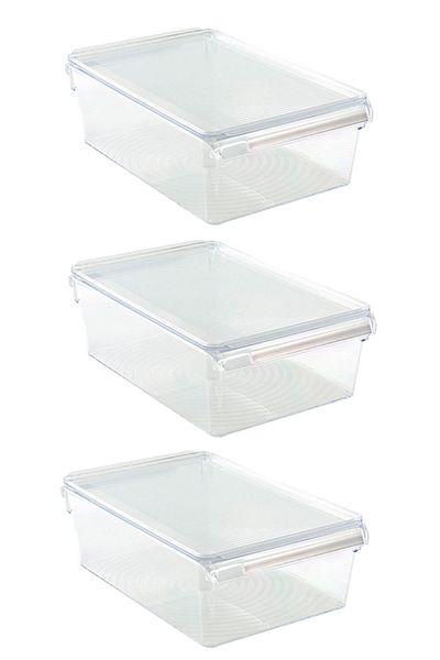 Prima Nova Refrigerator with Transparent Lid - 325*205*100 Mm, 3-Piece Organizer In-Cabinet Organizer Storage Container