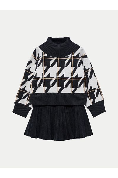 Abel & Lula abel lula Girl Sweater and pencil skirt set 5547 White, Black