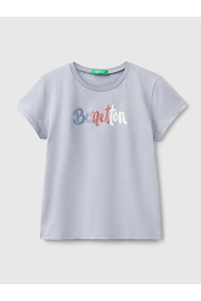 Benetton Дівчача футболка з принтом 6-14 років Ліловий
