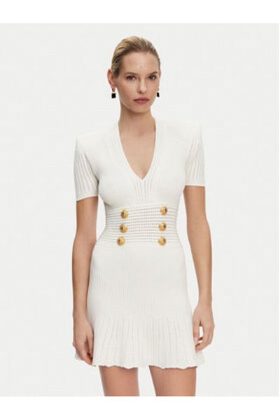 BALMAIN Rochie tricotată pentru femei DF1R7320KF24 Alb