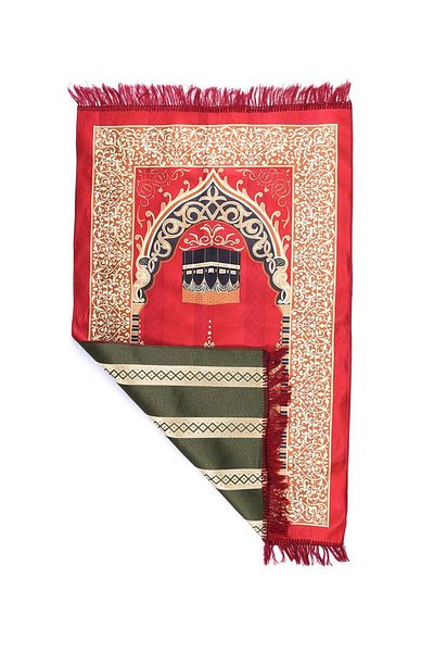 MANASEK Makkah Polyester Prayer Mat (Red)