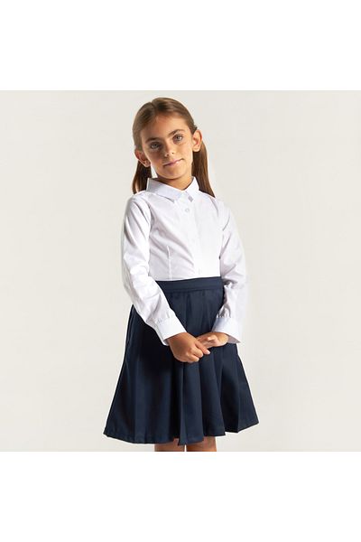 Juniors Set Of 2- Juniors Solid Shirt With Long Sleeves And Button Closure
