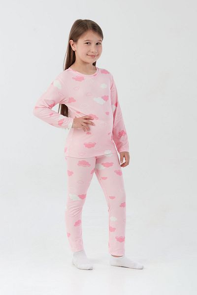Fulla Moda Cloud Patterned Suede Girls' Pajama Set