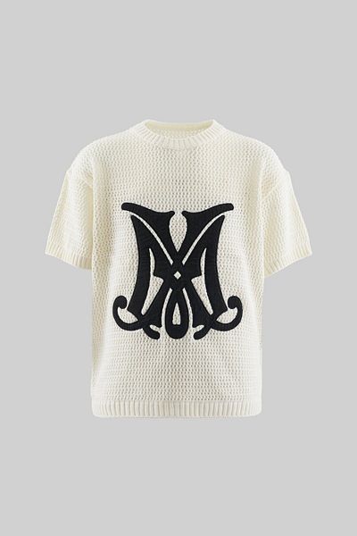 Machinist Mchnst Knit m Letter Applique Tee Ecru