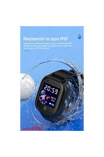 Techone Ceas inteligent GPS pentru copii CT03, albastru
